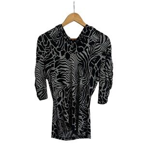 A. Byer Black and Gray Animal Print Top